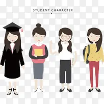 女学生卡通图