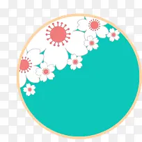 日本古典标签与樱花圆形绿色