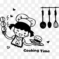 卡通矢量COOK厨师做饭