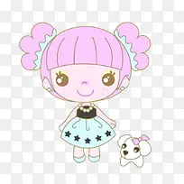 手绘卡通小妹