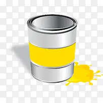 黄色扁平阴影油漆桶