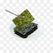 筷子夹着海苔
