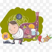 卡通肚子疼