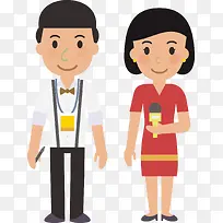 扁平化人物男女站立卡通造型