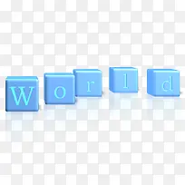 world蓝色字体方块