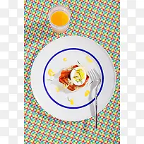 美味鸡蛋烤肉米饭早餐海报背景