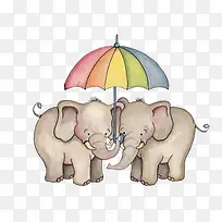 打彩虹伞的大象