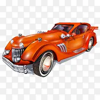 橘色复古轿车设计矢量素材