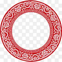 红色圆形中国风边框纹理