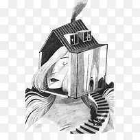 素描美女