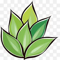 手绘水墨绿色小草图案