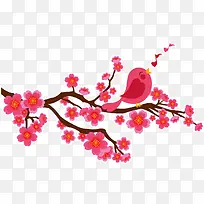 中国风鸟儿栖息在梅花树枝
