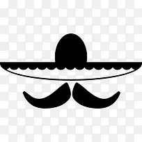 墨西哥帽和胡子图标