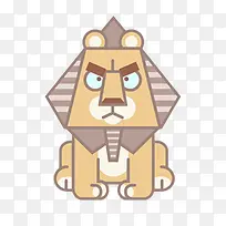 手绘卡通金字塔脸狮子
