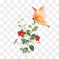 小清新手绘花朵与蝴蝶装饰设计