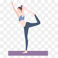 全民健身日女孩瑜伽插画