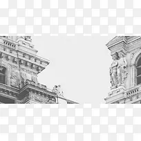灰色欧式建筑雕塑海报背景
