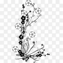 黑白花卉装饰背景矢量图