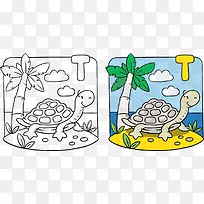 可爱的乌龟与字母T