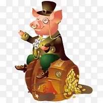 金币桶上的猪