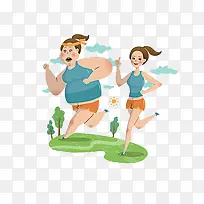 免抠卡通减肥跑步的女人
