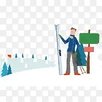 滑雪冬天男人矢量冰雪游素材