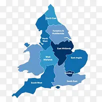 蓝色板块英国地图