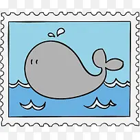 海豚邮票矢量图