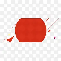 红色扁平几何半圆海报素材