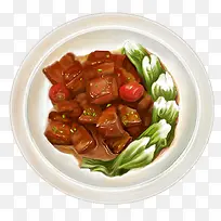 手绘中国菜红烧肉