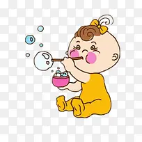 吹泡泡的小孩子