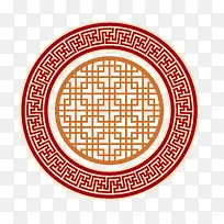 矢量红色底纹中式雕花圆形花纹