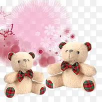 粉色背景两只小熊