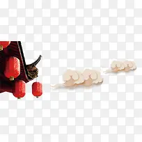 唯美中国风屋角灯笼祥云边角装饰