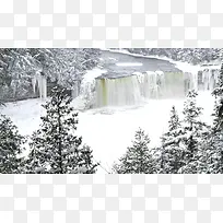 高清创意手绘合成下雪瀑布