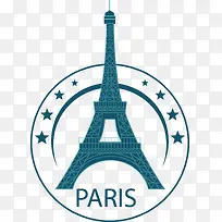 蓝色法国巴黎铁塔
