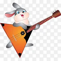 卡通兔子弹吉他