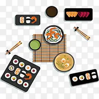 日式双人寿司套餐手绘