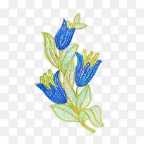蓝色刺绣花