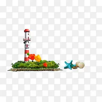 海岛灯塔海螺贝壳