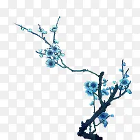 手绘枝叶梅花效果