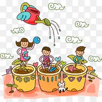 卡通花盆矢量图