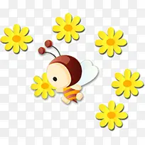 可爱花丛飞舞小蜜蜂