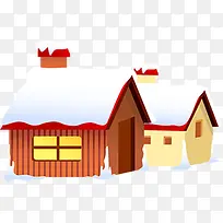 冬日房屋卡通雪景