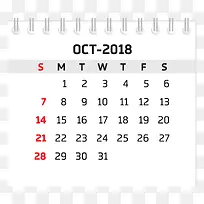 黑白色2018十月台历