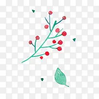 手绘红色小野果