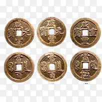 一排铜钱币