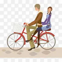 矢量骑自行车的情侣