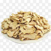 白色盘子里的干姜片