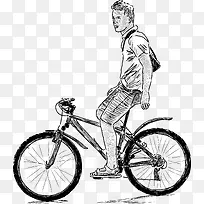 年轻小伙骑自行车